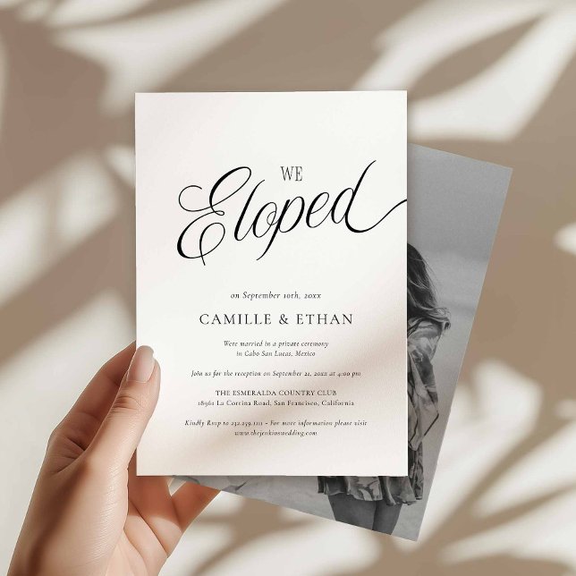 Cartão de Anúncio de Foto de Fuga Romântica (Eloped Announcement Card with Photo)