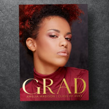 Cartão de Anúncio de Foto de Graduado Elegante e O