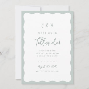 Cartão de Anúncio de Foto de Salvar a Data com Bor