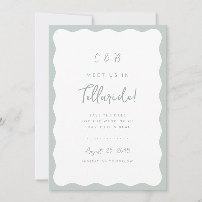 Cartão de Anúncio de Foto de Salvar a Data com Bor (Frente)