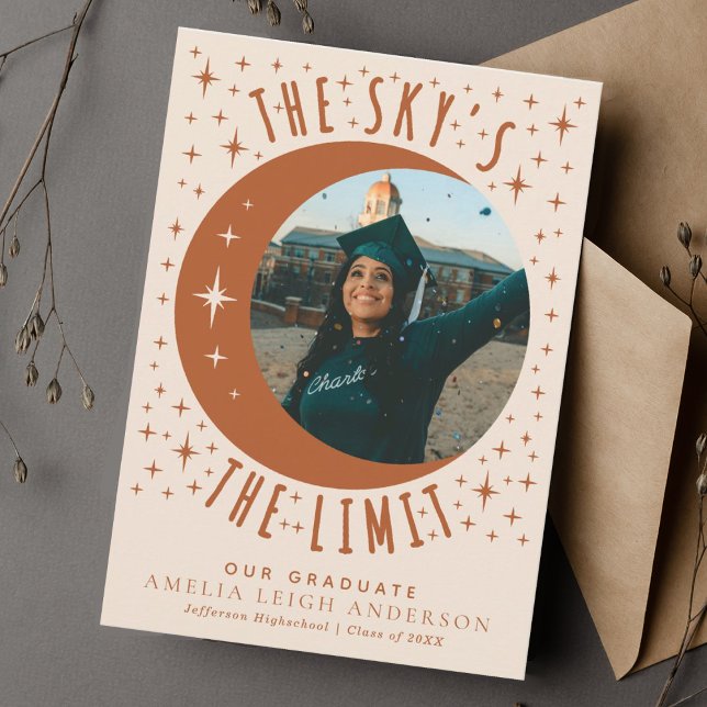 Cartão de Anúncio de Foto para Graduação da Lua Te (Criador carregado)