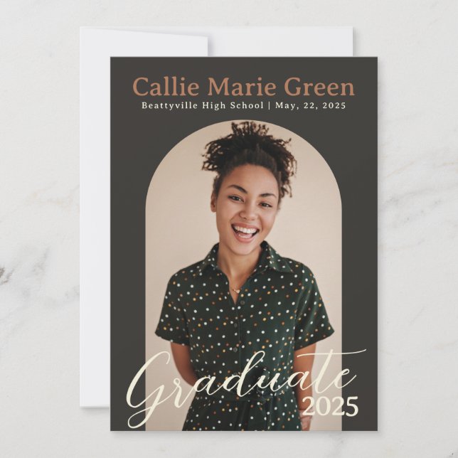 Cartão de Anúncio de Foto para Graduação de Boho M (Frente)