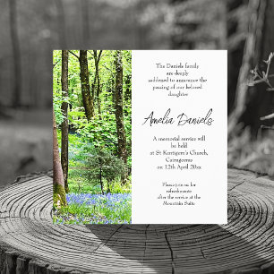 Cartão de Anúncio de Funeral Bluebell Wood