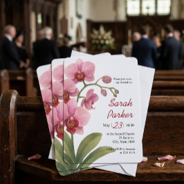 Cartão de Anúncio de Funeral de Orquídea com Aquar