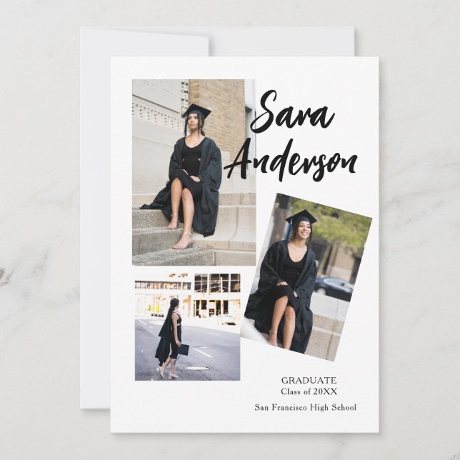 Cartão de Anúncio de Graduação de Colagem de Fotos (Frente)