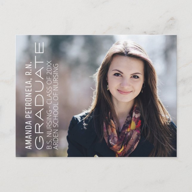 Cartão de Anúncio de Graduação de Foto de Grau de  (Frente)