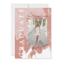 Cartão de Anúncio de Graduação de Foto em Marble R