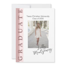 Cartão de Anúncio de Graduação Linear Rosa