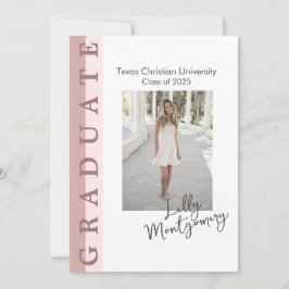 Cartão de Anúncio de Graduação Linear Rosa