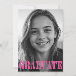 Cartão de Anúncio de Graduação Moderno Rosa frambo