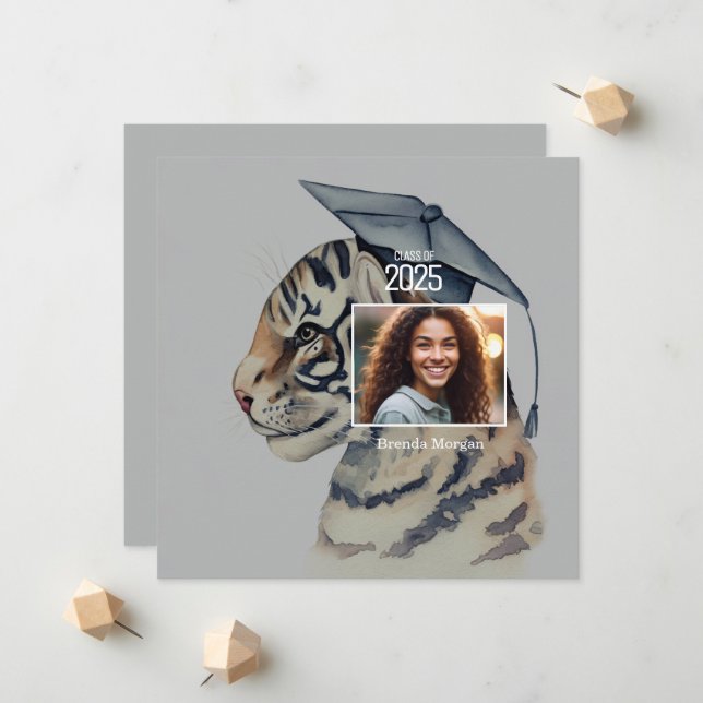 Cartão de Anúncio de Graduação Único (Frente/Verso In Situ)