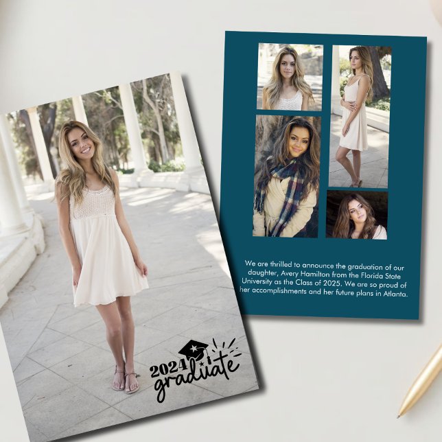 Cartão de Anúncio de Graduado 2024 5 Fotos (Criador carregado)