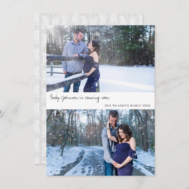 Cartão de Anúncio de Gravidez de Foto Neutra (Frente/Verso)