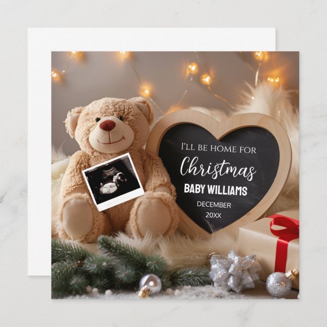 Cartão de Anúncio de Gravidez de Natal (Frente/Verso)