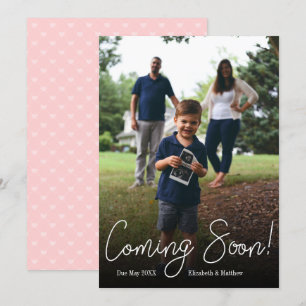 Cartão de Anúncio de Gravidez Fotográfica em Breve