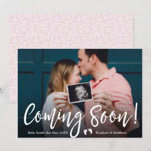 Cartão de Anúncio de Gravidez Fotográfica em Breve