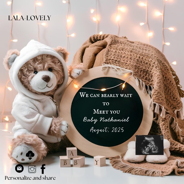 Cartão de anúncio de gravidez neutro editável (Criador carregado)