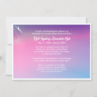 Cartão de Anúncio de Morte de Estilo Europeu