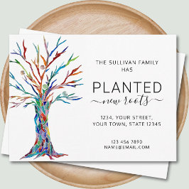 Cartão de Anúncio de Mudança com Árvore de Novas R