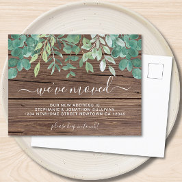 Cartão de Anúncio de Mudança com Folhagem Rústica
