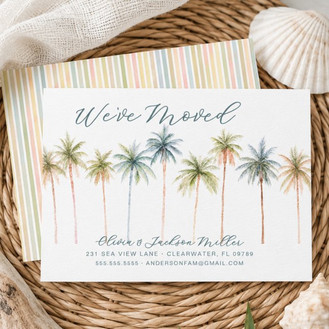 Cartão de Anúncio de Mudança com Palmeira (Criador carregado)