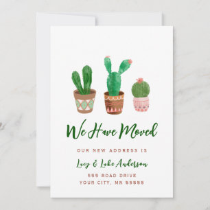 Cartão de Anúncio de Mudança do Cactus