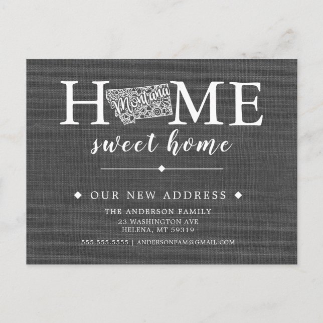 Cartão de Anúncio de Mudança do Estado de MONTANA (Frente)