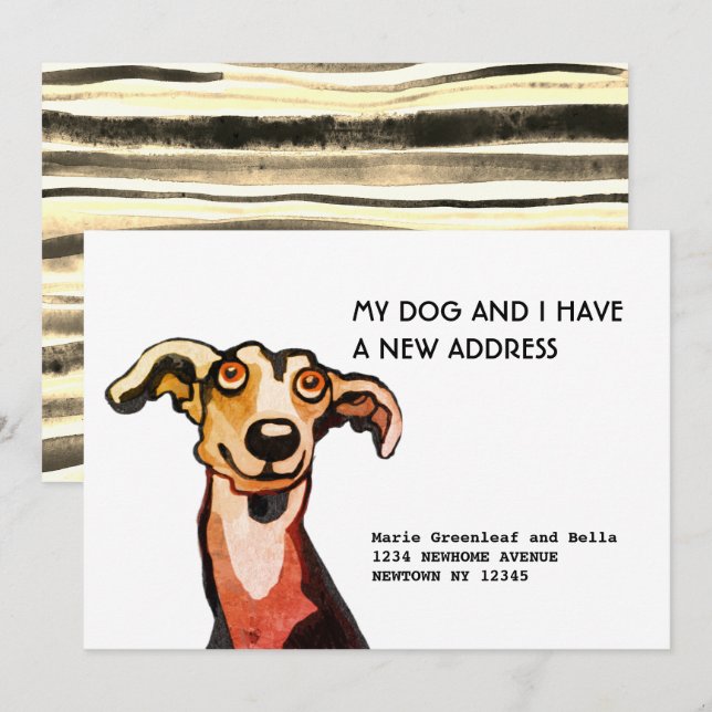 Cartão de Anúncio de Mudança do Whippet e Eu (Frente/Verso)