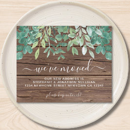 Cartão de Anúncio de Mudança Folhas Rústicas Econô