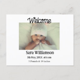 Cartão de anúncio de nascimento com edição minimal