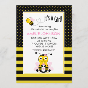 Cartão de Anúncio de Nascimento da Bebê Bumble