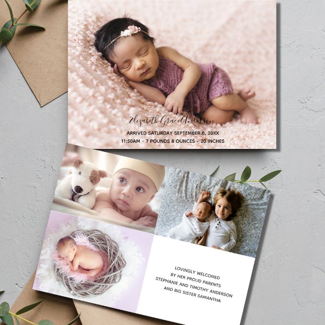 Cartão de Anúncio de Nascimento de Bebê com Foto P (Photo Baby Announcement card)