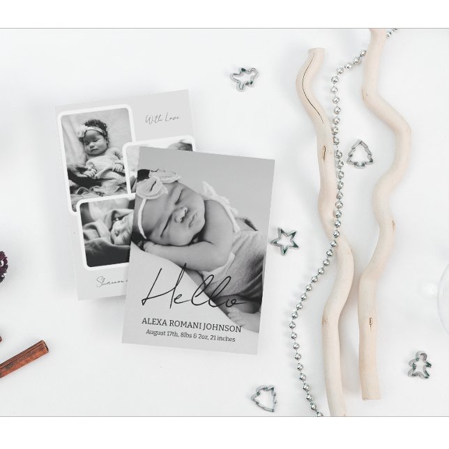 Cartão de Anúncio de Nascimento de Bebê com Foto S (Criador carregado)