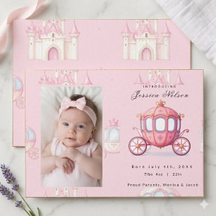 Cartão de Anúncio de Nascimento de Bebê Princesa R