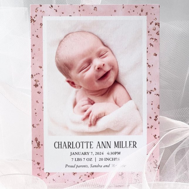 Cartão de Anúncio de Nascimento do Bebê Glitter Do (Criador carregado)