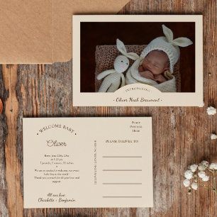 Cartão de Anúncio de Nascimento em Foto Minimalist