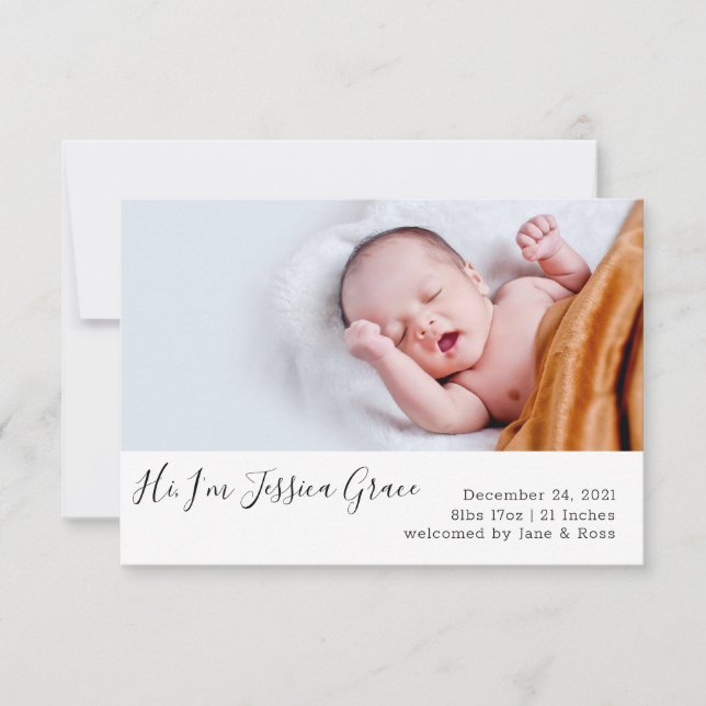 Cartão de Anúncio de Nascimento Moderno (Frente)