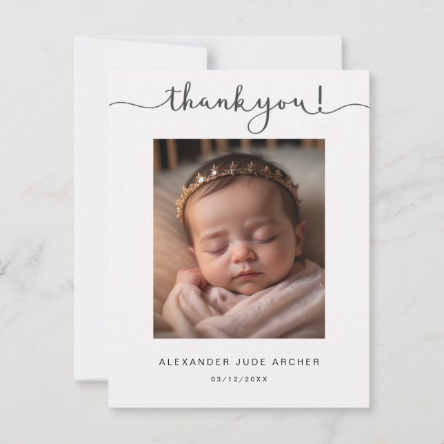 Cartão de Anúncio de Nascimento Moderno da Foto do (Frente)