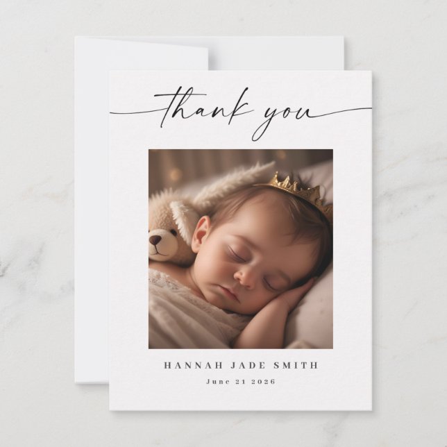 Cartão de Anúncio de Nascimento Moderno da Foto do (Frente)