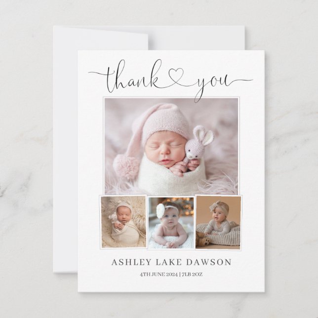 Cartão de Anúncio de Nascimento Moderno da Foto do (Frente)