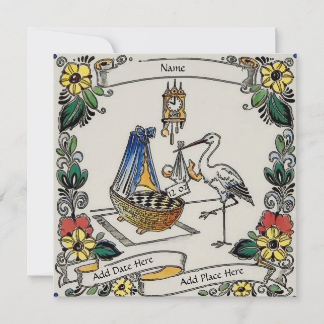 Cartão de Anúncio de Nascimento, personalizar, adi (Frente)