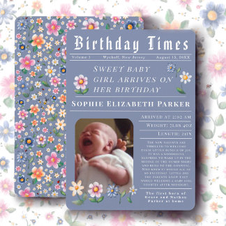 Cartão de Anúncio de Nascimento Plano de Jornal Mo