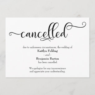 Cartão de Anúncio de Noivado Cancelado com Caligra