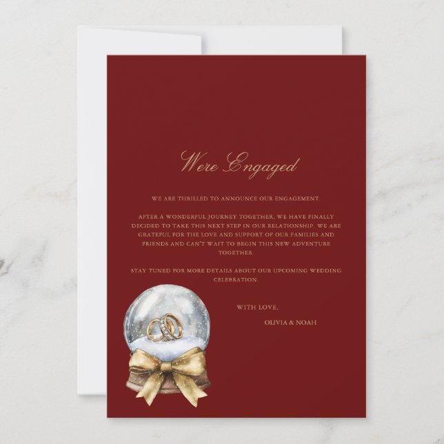 Cartão de Anúncio de Noivado de Decor de Natal Ver (Frente)