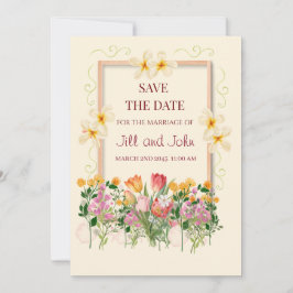 Cartão de Anúncio de Noivado Floral Save the Date