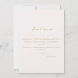 Cartão de Anúncio de Noivado Script Blush Pink