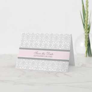 Cartão de Anúncio de Salve a Data em Damask Rosa