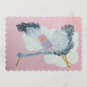 Cartão de Anúncio de Stork and Baby Girl