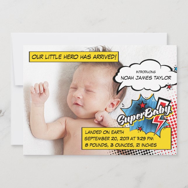 Cartão de anúncio de super-herói, azul SuperBABY (Frente)