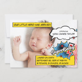 Cartão de anúncio de super-herói, azul SuperBABY